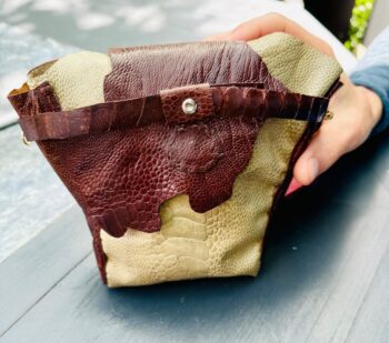 Sac à main en cuir véritable de pieds d'autruche – Image 3
