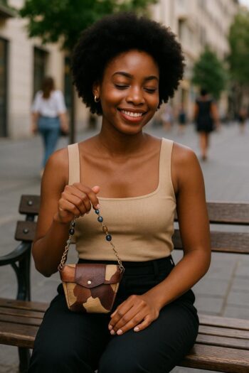 Sac à main en cuir véritable de pieds d'autruche – Image 7
