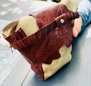 Sac à main en cuir véritable de pieds d'autruche – Image 4